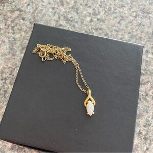 White Opal Gold Necklace